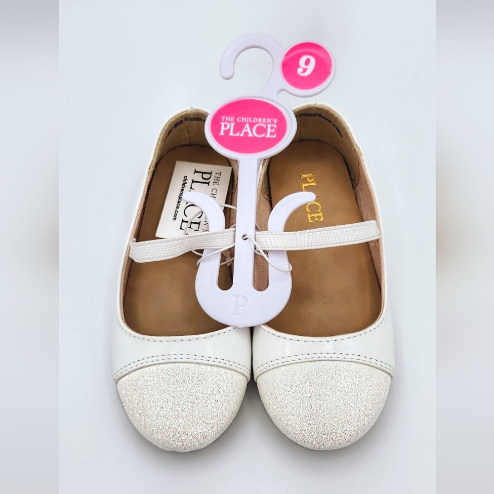 Toddler Girls Glitter Ballet Flats - White - Size 9
